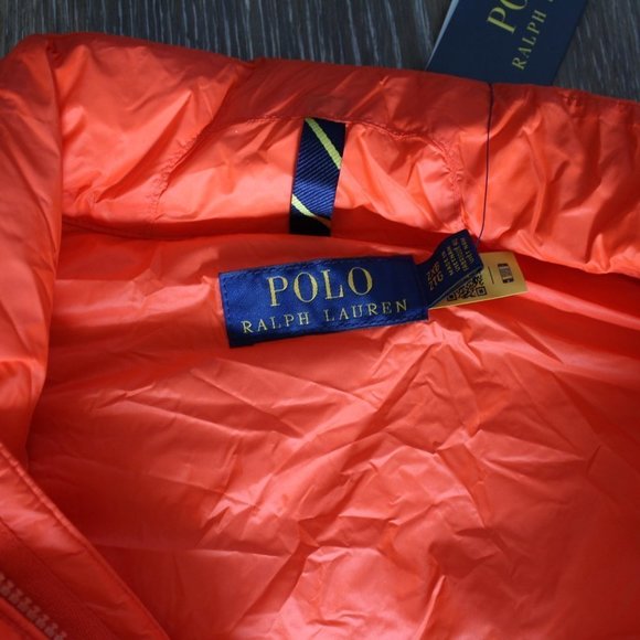 NWT POLO RALPH‎ LAUREN MEN'S BIG & TALL PACKABLE DOWN VEST ORANGE BLUE - Picture 3 of 8